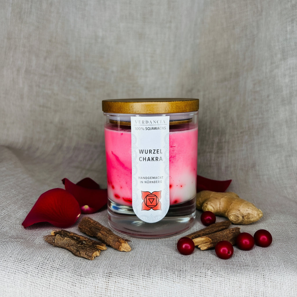 Wurzelchakra | Duftkerze Sojawachs – Meditation – entspannend – Chakra Wurzel (rot)