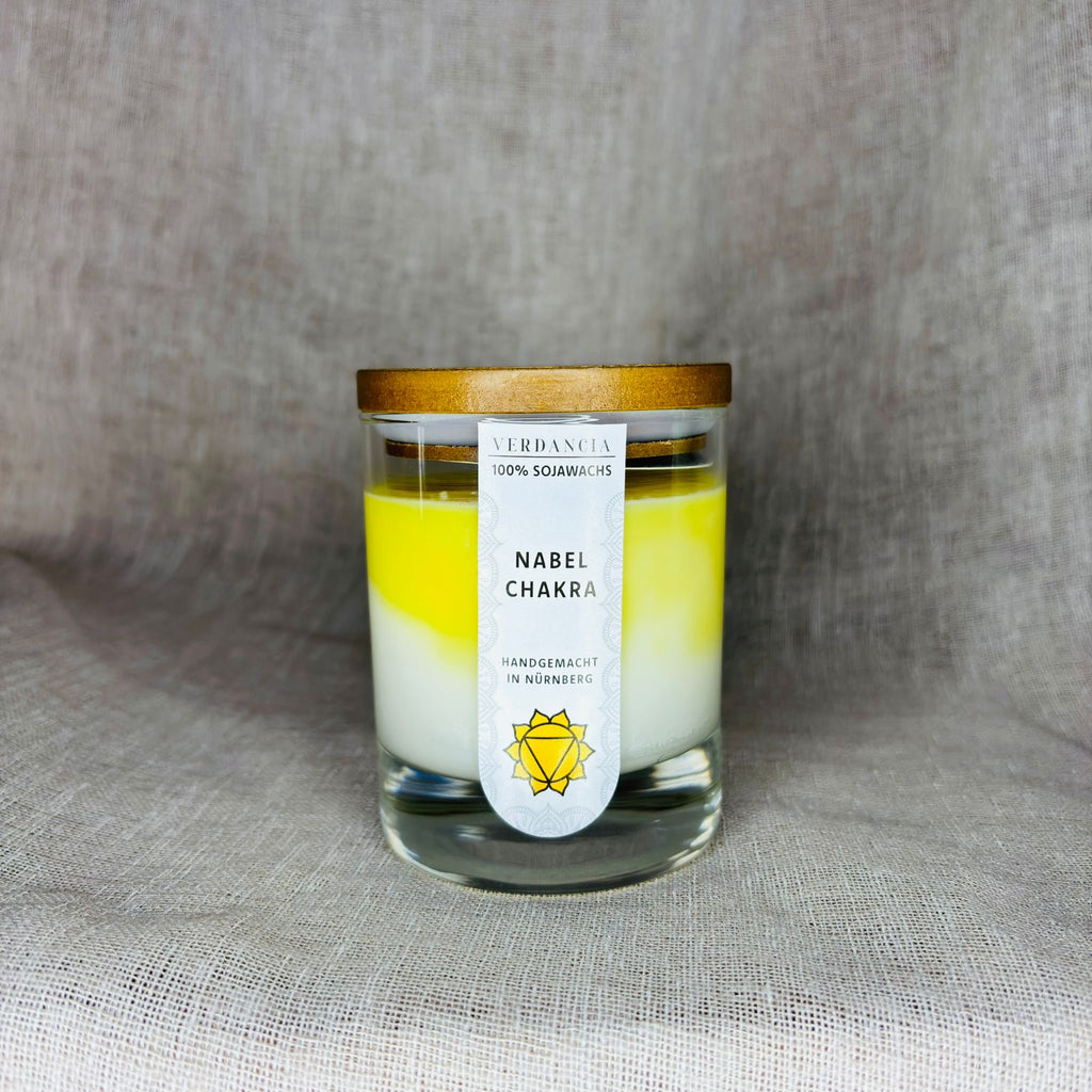 Nabelchakra | Duftkerze Sojawachs – Meditation – entspannend – Chakra Kerze Solarplexus (gelb)