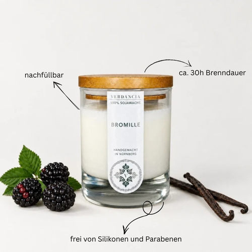 Bromille | Duftkerze Sojawachs – Brombeere & Vanille – süß & fruchtig
