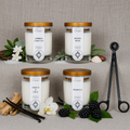 Bestseller Duftkerzen Set mit Dochtschere – 4er Set Sojawachs – Verdancia Manufaktur