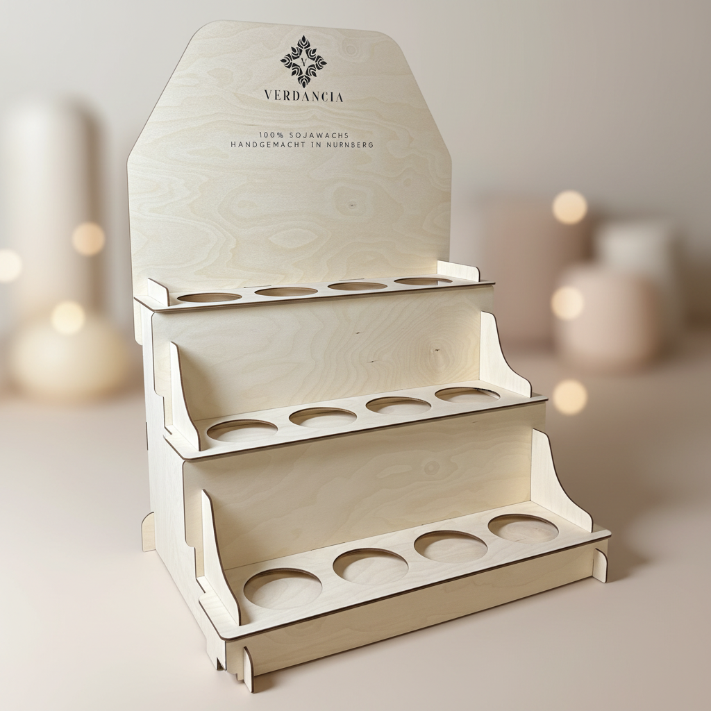 POS Display aus Holz - für 12 Kerzen