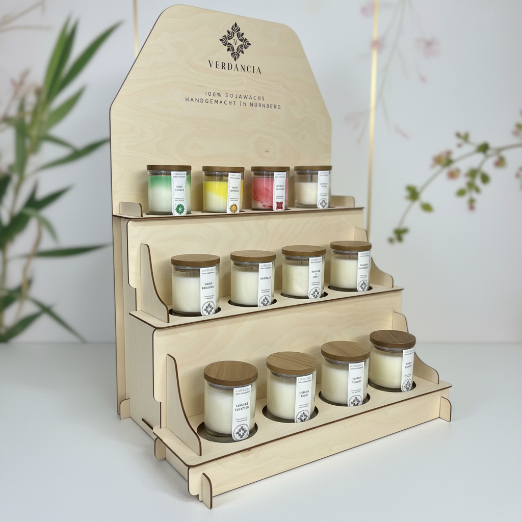 POS Display aus Holz - für 12 Kerzen