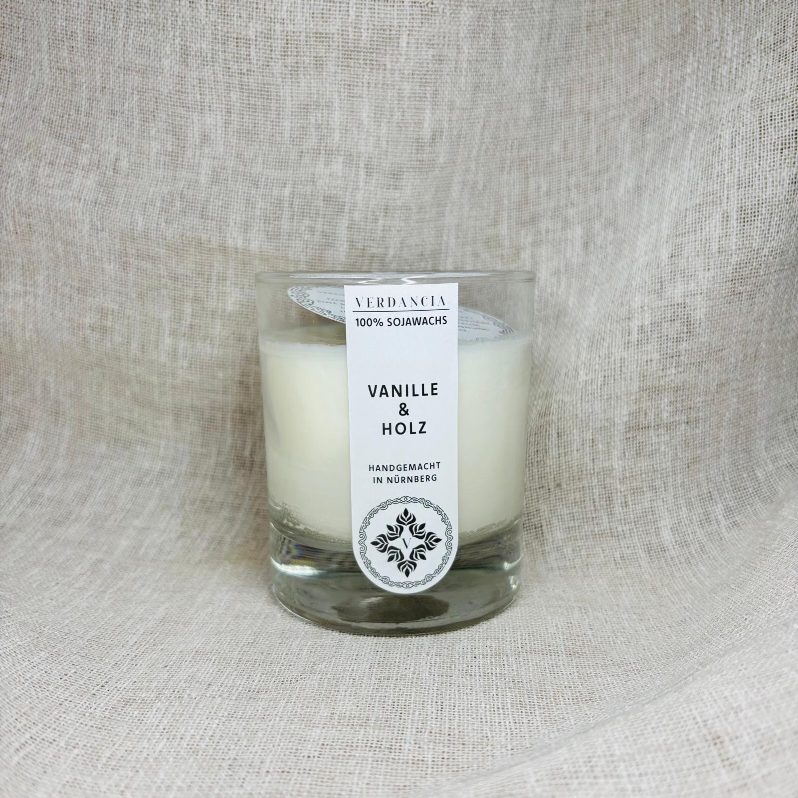 Soja Duftkerze - "Vanille & Holz" - Vanille, Patchouli, Sandelholz