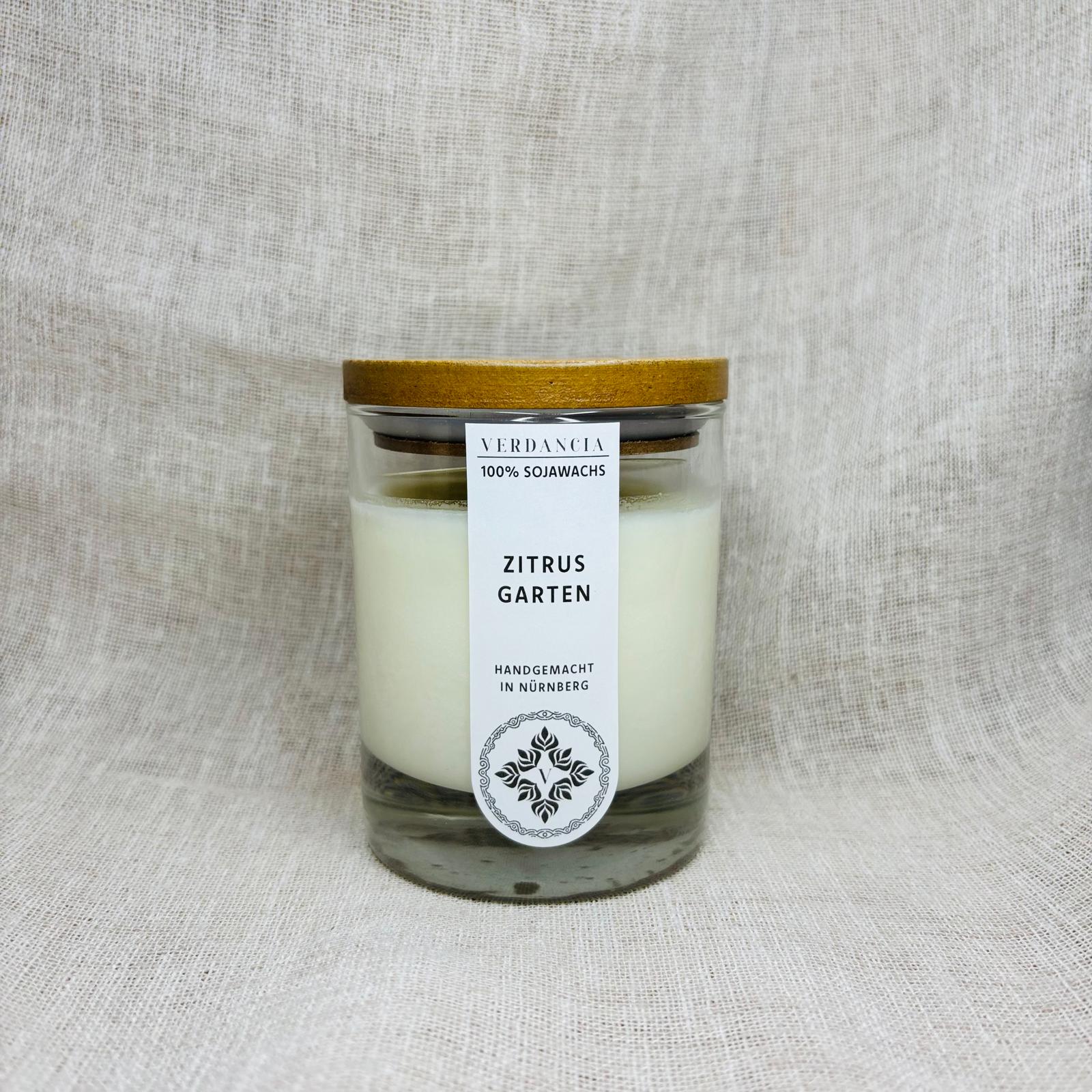 Soja Duftkerze - "Zitrusgarten" - Limette, Mandarine, Basilikum
