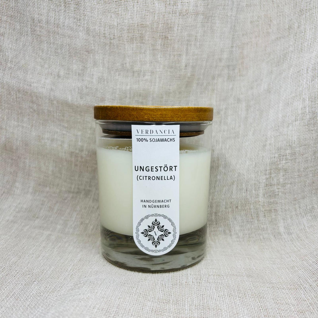 Ungestört (Citronella) | Duftkerze Sojawachs – Citronella – gegen Mücken – frischer Zitrus Duft – Outdoor Kerze